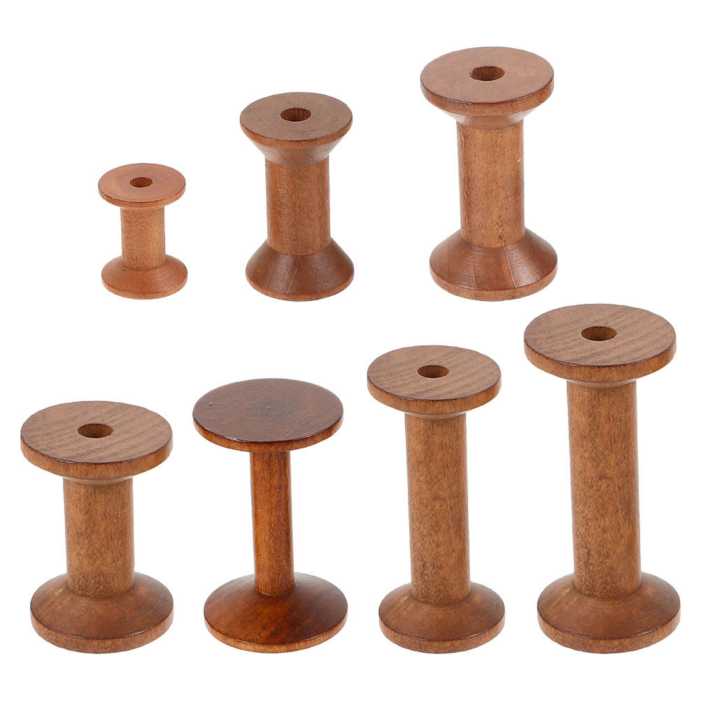 Embroidery Yarns - 7Pcs Wooden Winding Spools Vintage Style