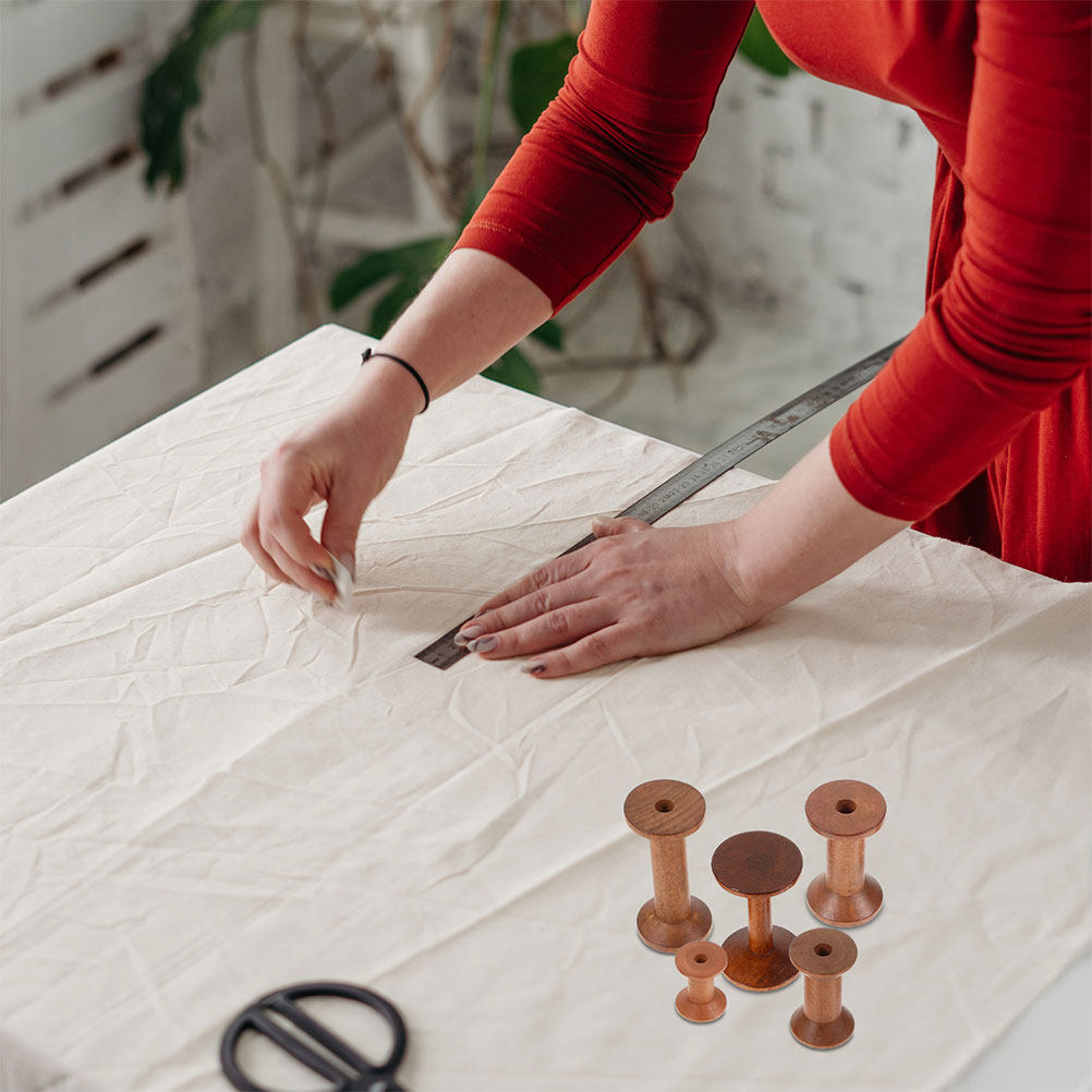 Embroidery Yarns - 7Pcs Wooden Bobbins Set Space Saving