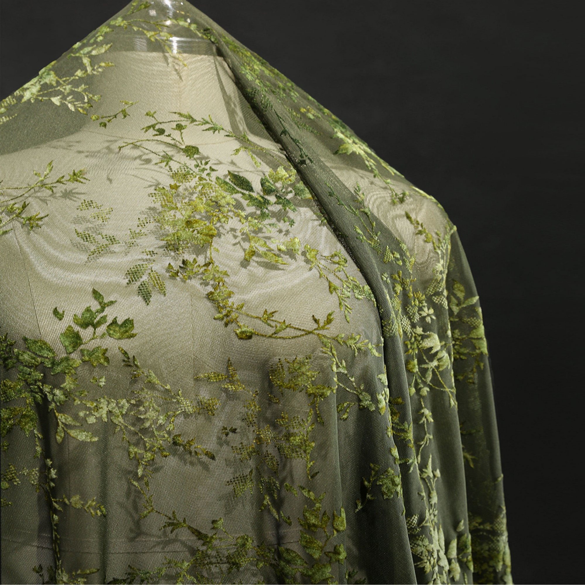 Embroidery Texture - 0.5Meter Green Velvet Flocking 3D Texture