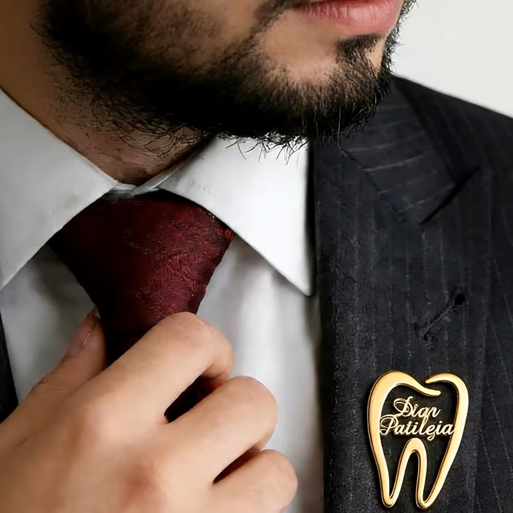 Embroidery Name - Custom Dental Tooth Lapel Pin Personalized