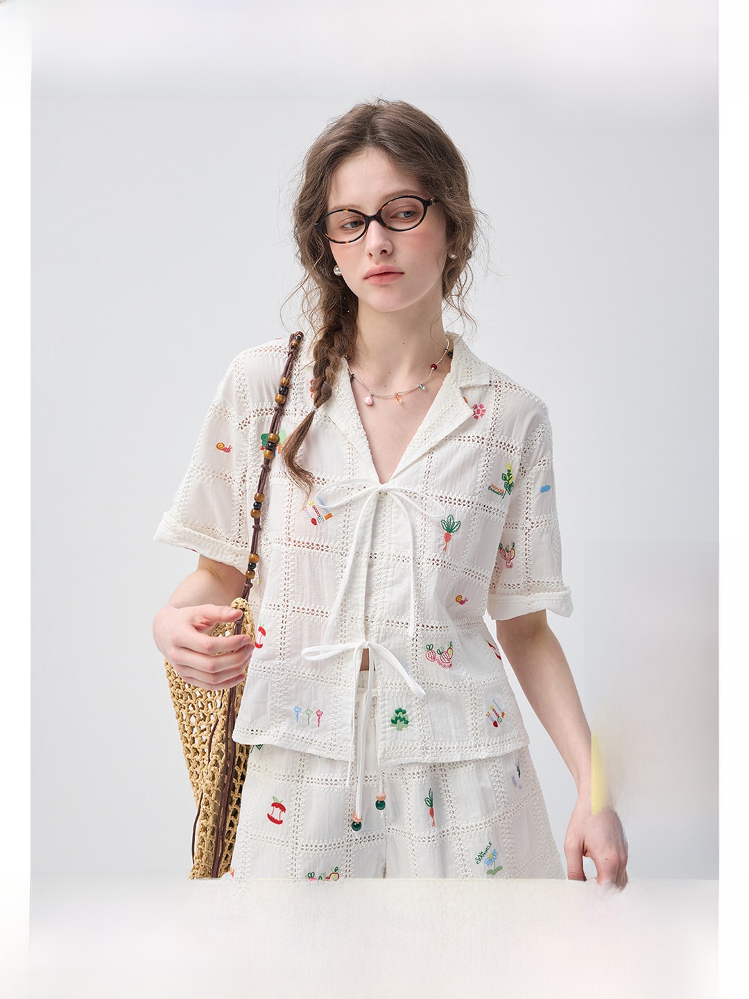 Embroidery Cotton Shirt - Vega Chang Pure Cotton Shirt Set