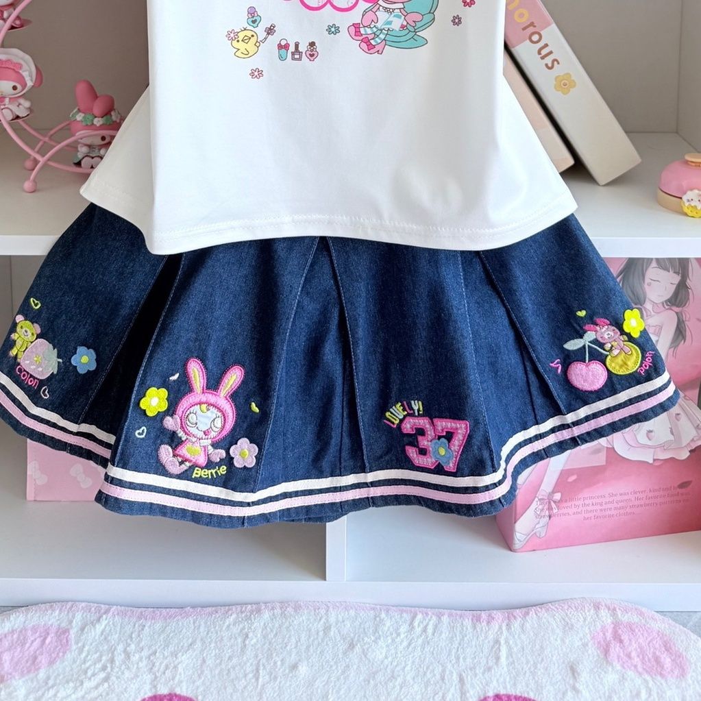 Japanese Sweet Skirt Sets Summ - Embroidery Cotton Shirt のレビューと価格