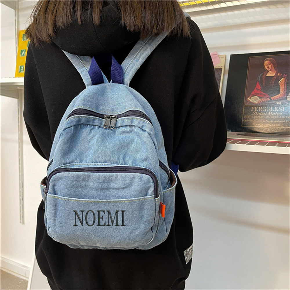 Denim Backpack Girls' New Stud - Embroidery Name のレビューと価格