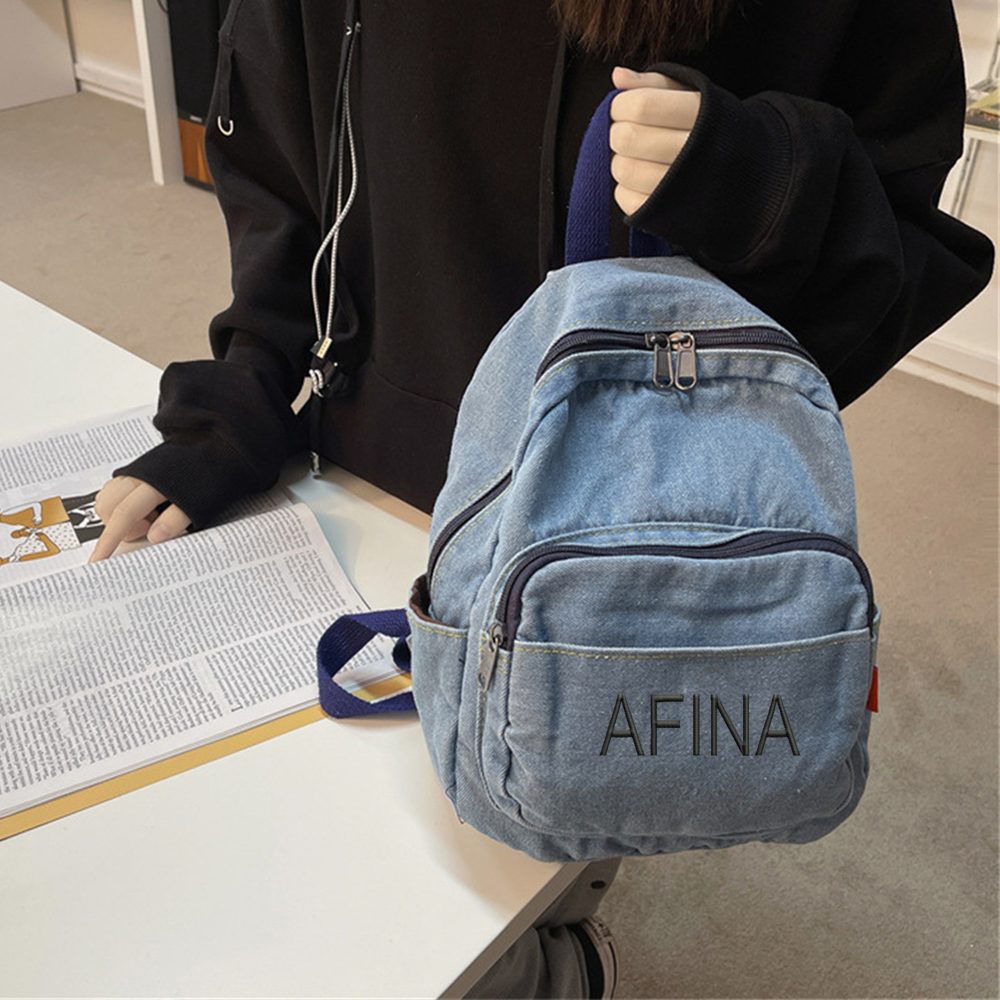 Denim Backpack Girls' New Stud - Embroidery Name のレビューと価格