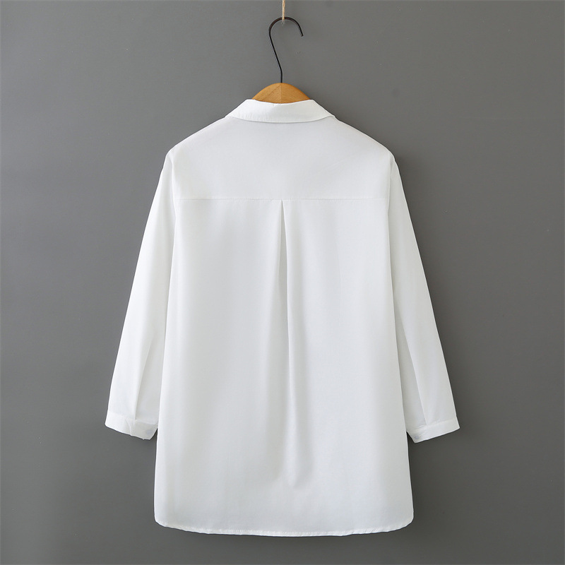 Women Plus Size Long Sleeve Co - Embroidery Cotton Shirt のレビューと価格