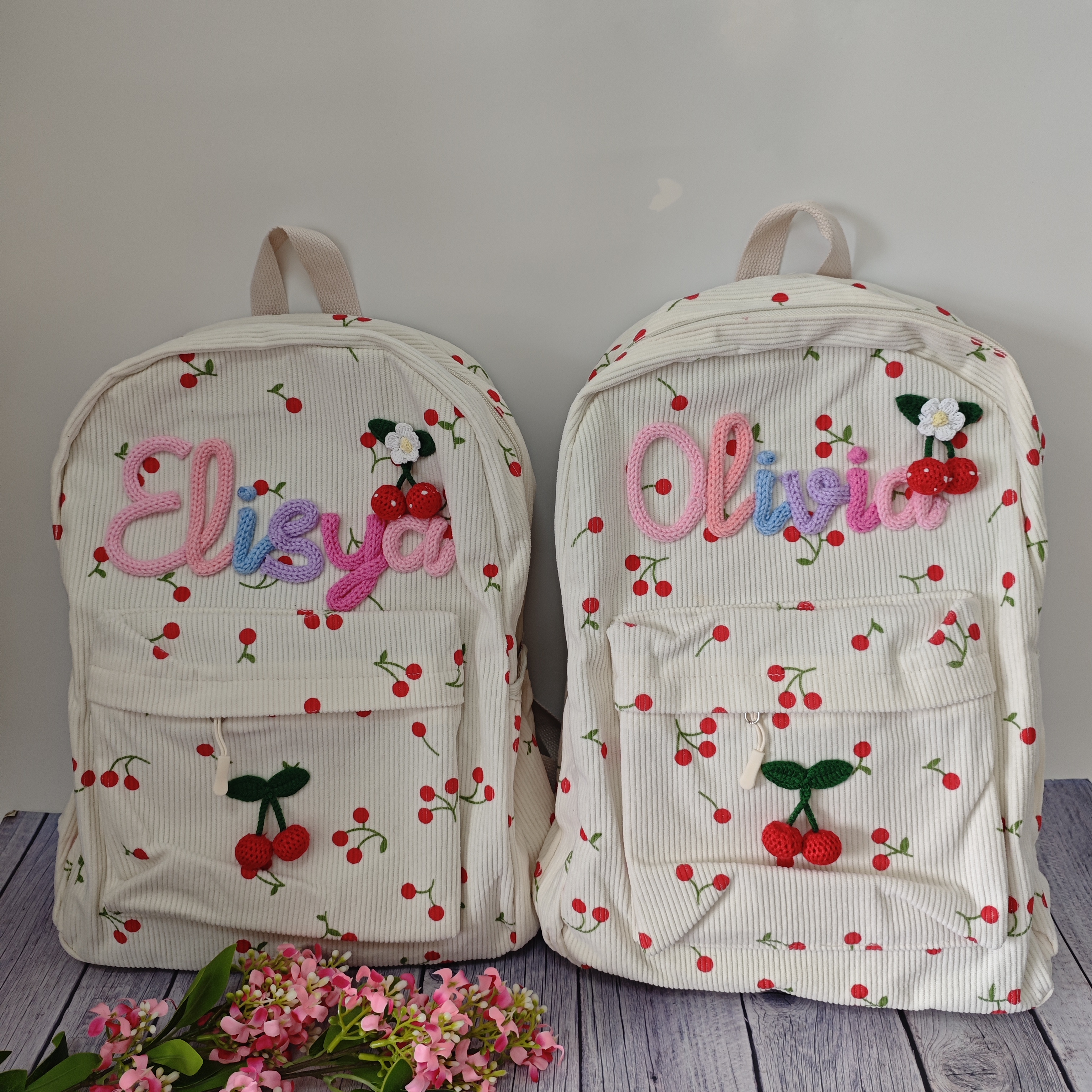 Personalized Cherry Backpacks  - Embroidery Name Designs のレビューと価格