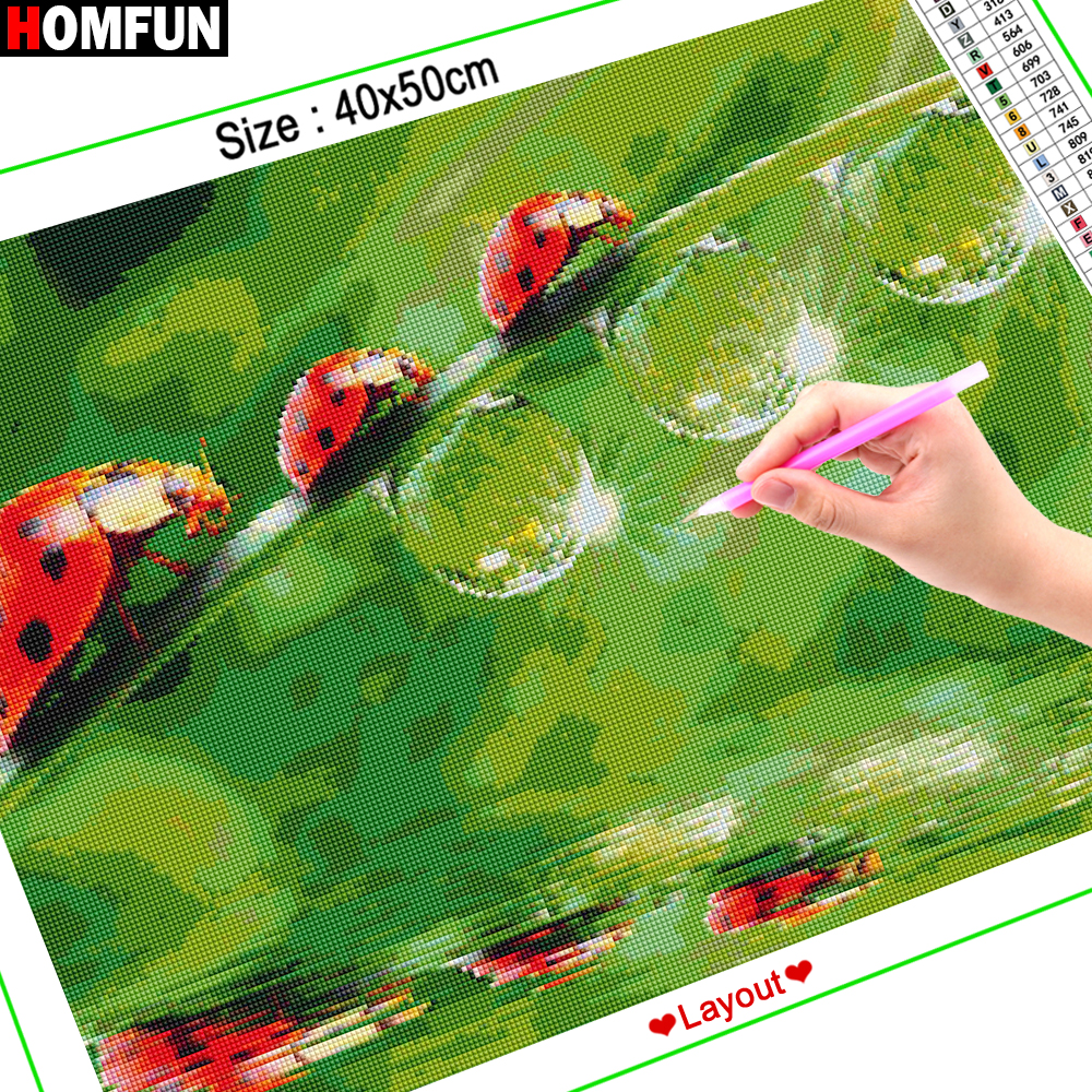 HOMFUN Art 5D Diy Diamond Pain - Embroidery Lady Bug のレビューと価格