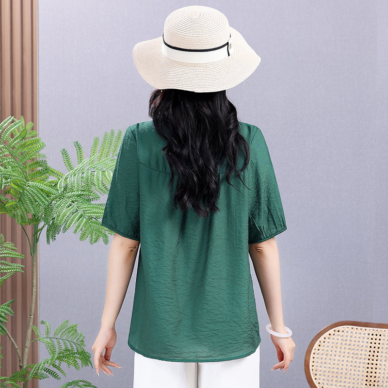 Summer Elastic Tee Shirt Solid - Embroidery Cotton Shirt のレビューと価格