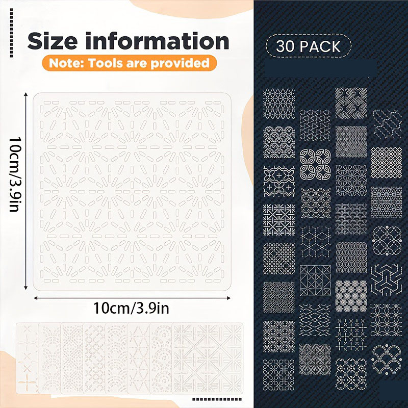 30Pcs Embroidery Templates DIY - Embroidery Yarns のレビューと価格
