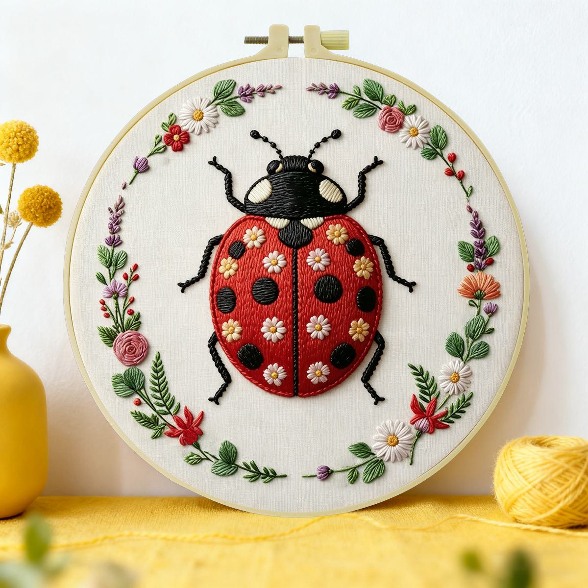1pc 20X20CM/15X15CM 7.87/6.3in - Embroidery Lady Bug のレビューと価格