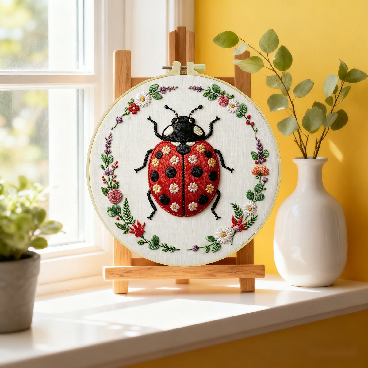 1pc 20X20CM/15X15CM 7.87/6.3in - Embroidery Lady Bug のレビューと価格
