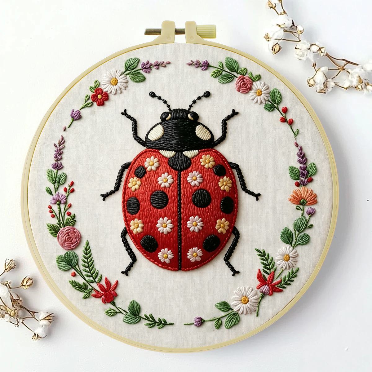 1pc 20X20CM/15X15CM 7.87/6.3in - Embroidery Lady Bug のレビューと価格