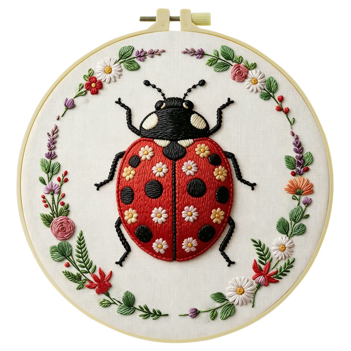 1pc 20X20CM/15X15CM 7.87/6.3in - Embroidery Lady Bug のレビューと価格