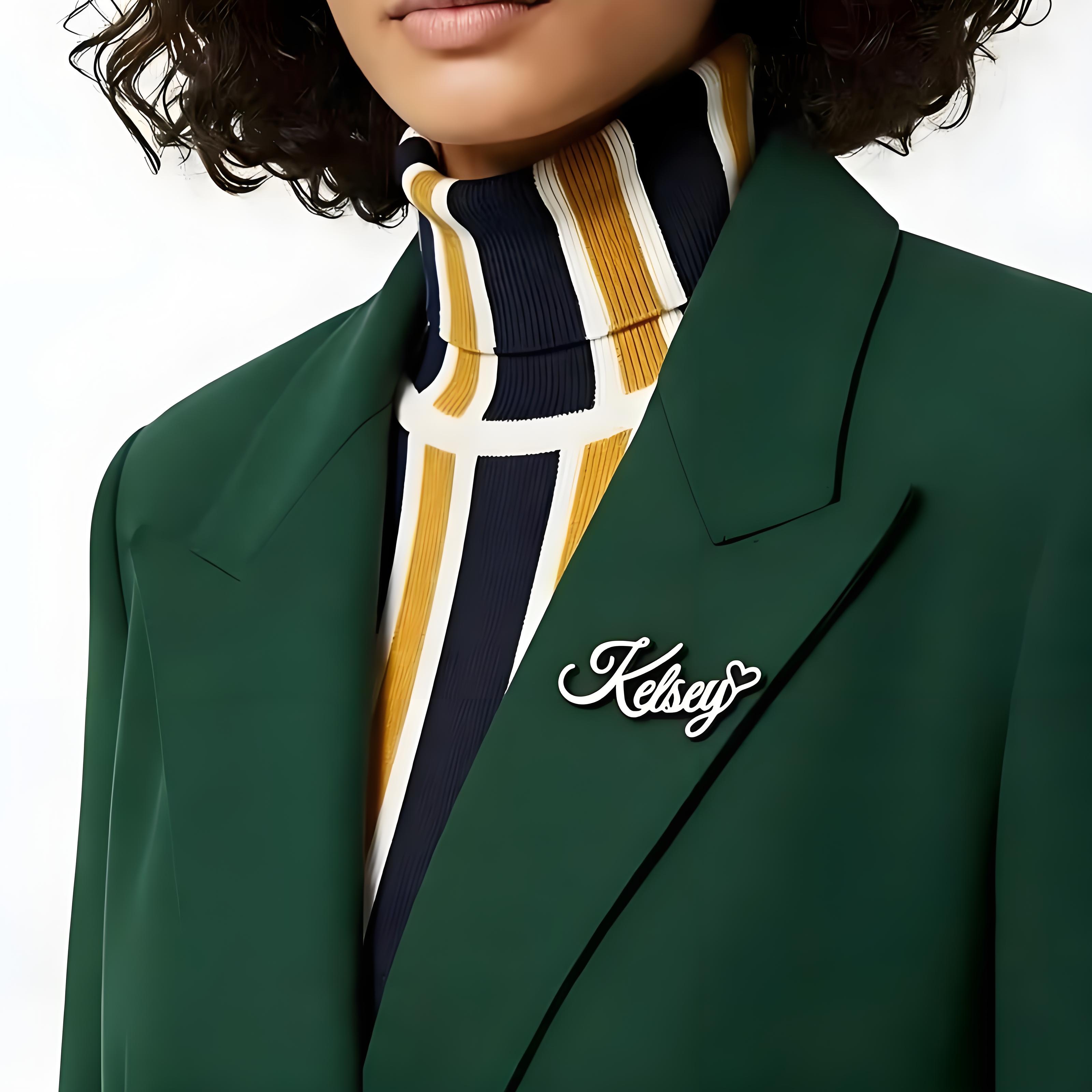 Custom Cursive Name Lapel Pin  - Embroidery Texture のレビューと価格