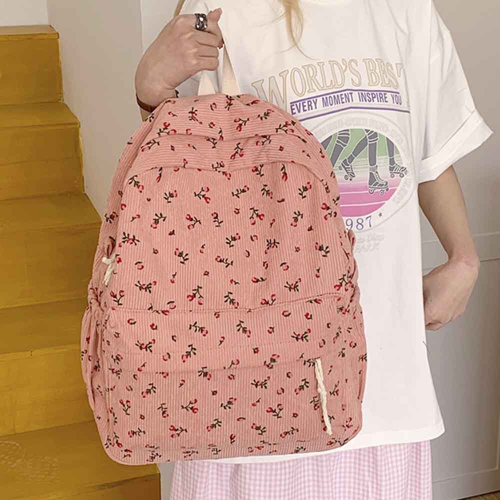 Ins Corduroy Printed Backpack, - Embroidery Name Designs のレビューと価格