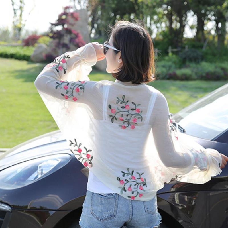 2025 Summer New Women Long Cas - Embroidery Cotton Shirt のレビューと価格
