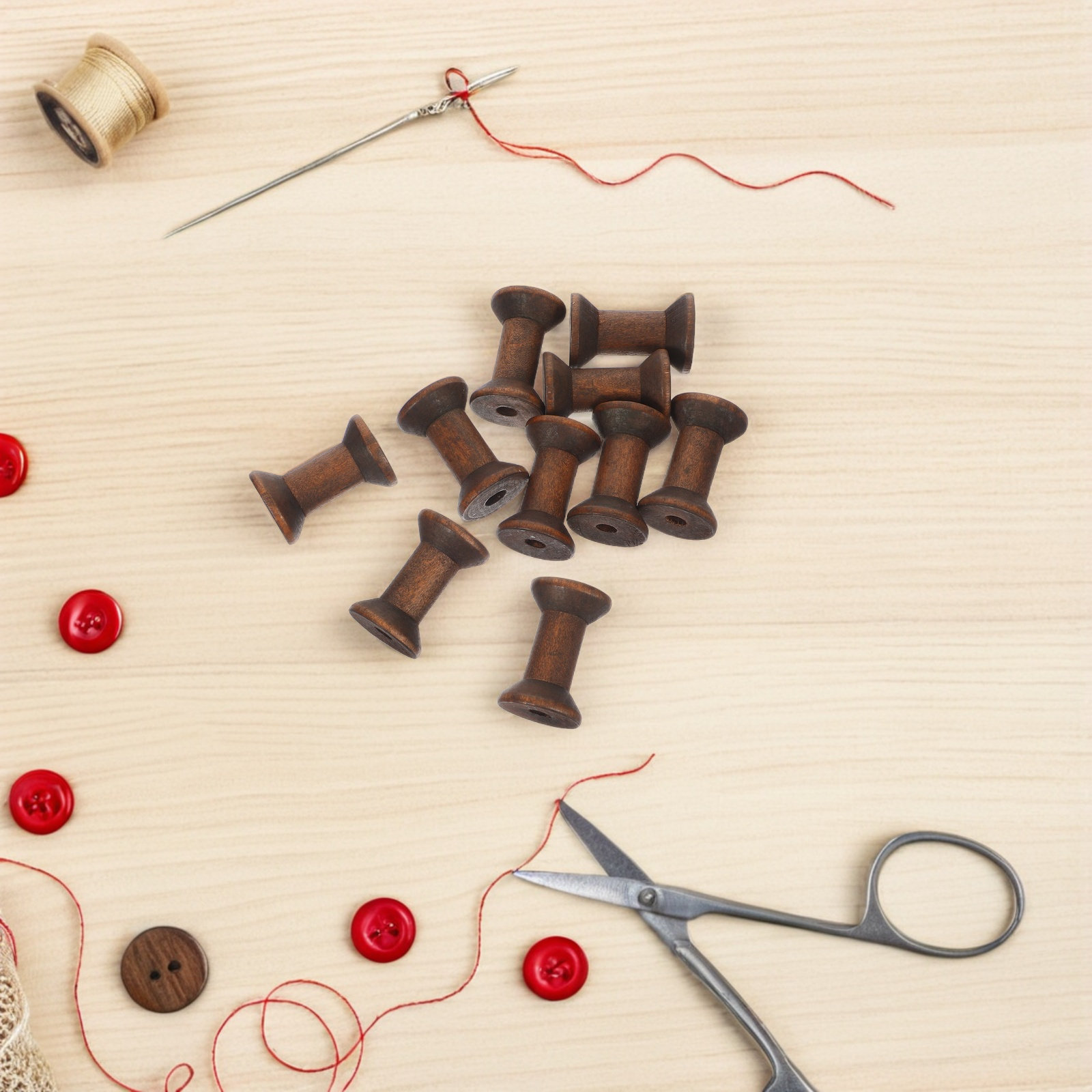 10Pcs Handcrafted Wooden Spool - Embroidery Yarns のレビューと価格