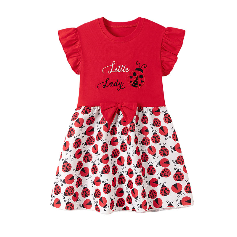 Short Sleeve Girls Dresses 2-7 - Embroidery Lady Bug のレビューと価格