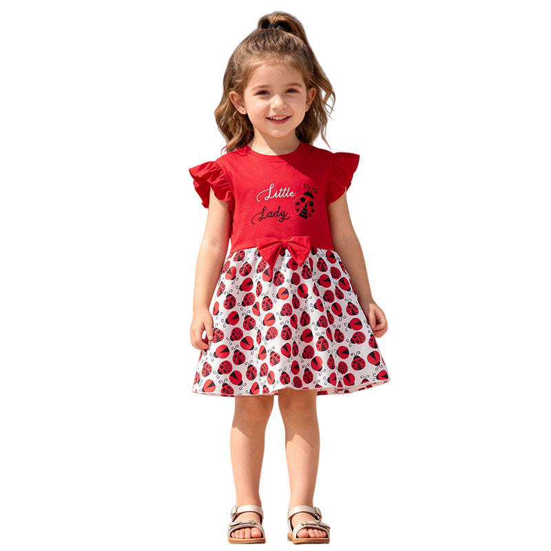 Short Sleeve Girls Dresses 2-7 - Embroidery Lady Bug のレビューと価格