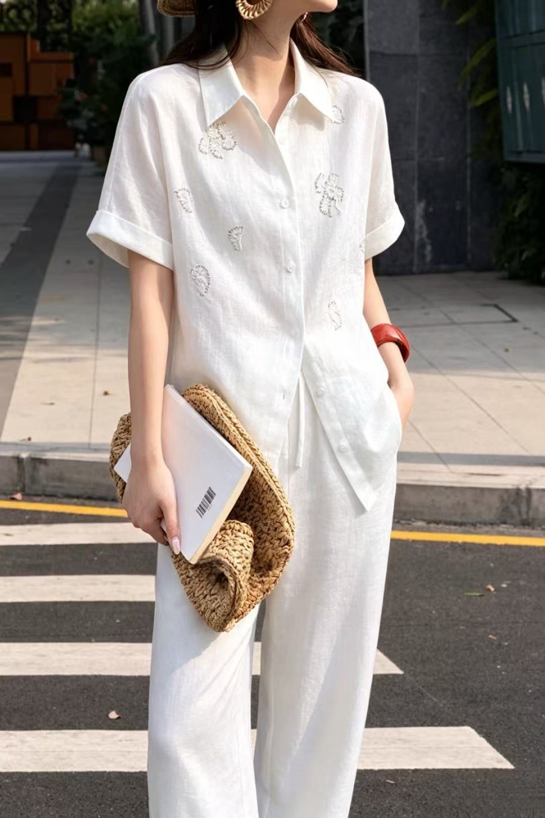 Heavyweight linen deaded embro - Embroidery Cotton Shirt のレビューと価格