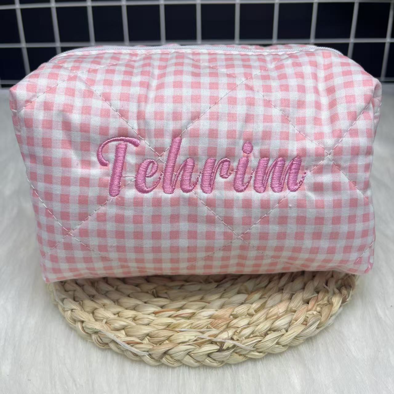 Large Capacity Striped Cosmeti - Embroidery Name のレビューと価格