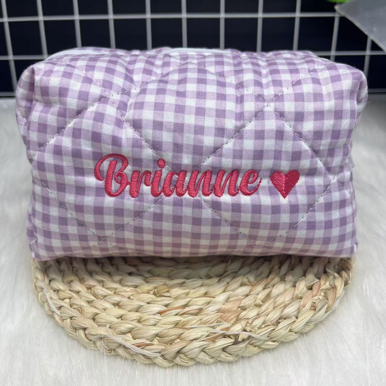 Large Capacity Striped Cosmeti - Embroidery Name のレビューと価格