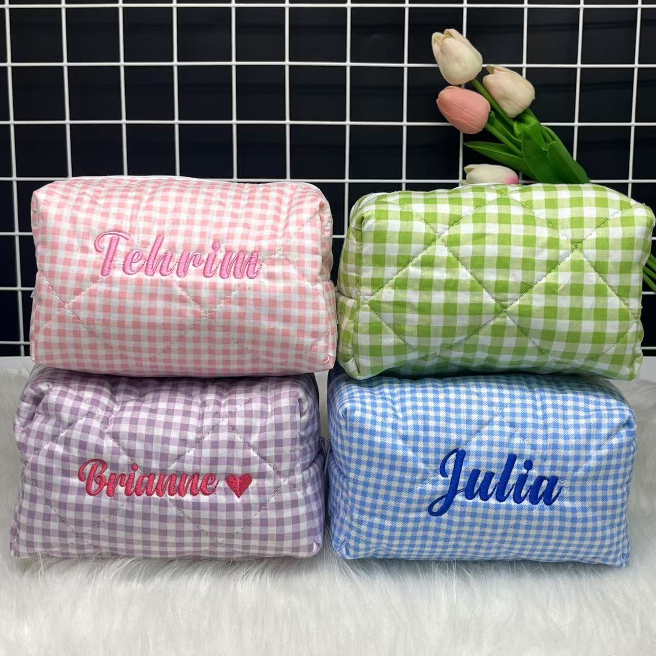 Large Capacity Striped Cosmeti - Embroidery Name のレビューと価格