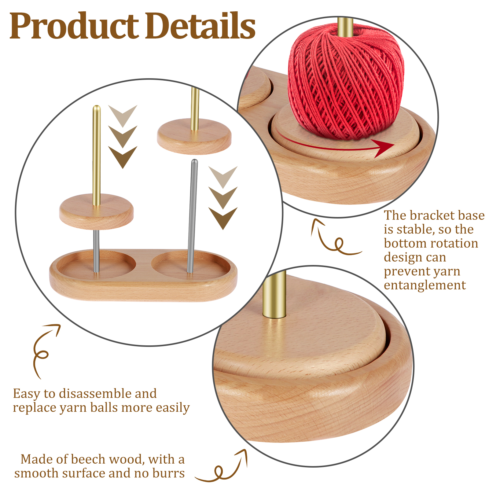 Yarn Ball Holder Rotatable Woo - Embroidery Yarns のレビューと価格